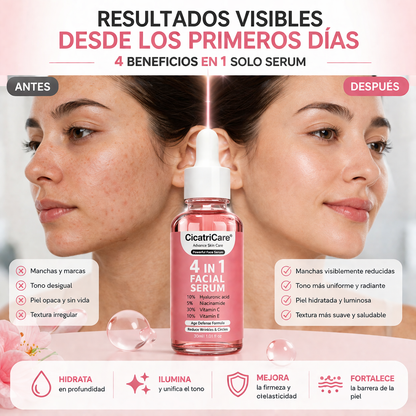 Serum Facial 4 en 1 Hidratación, Luminosidad y Piel Uniforme