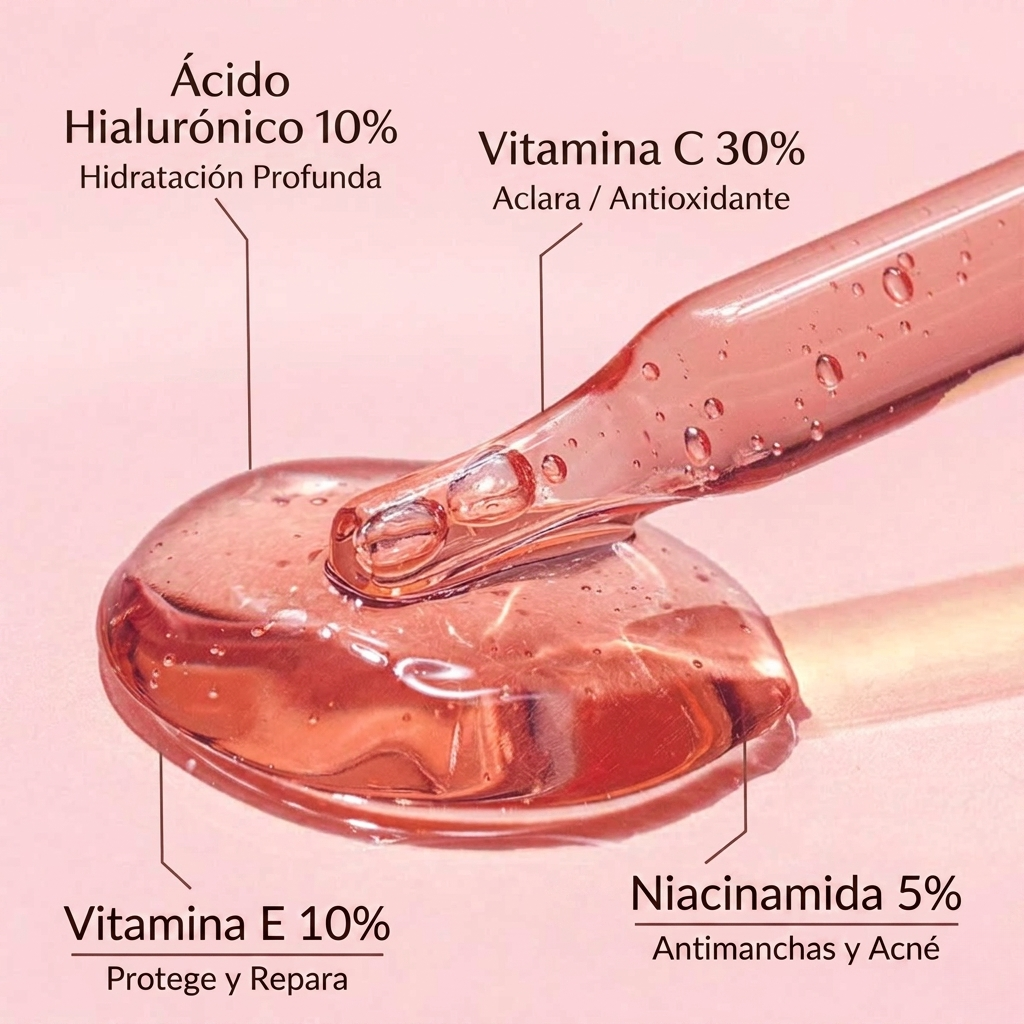 Serum Facial 4 en 1 Hidratación, Luminosidad y Piel Uniforme