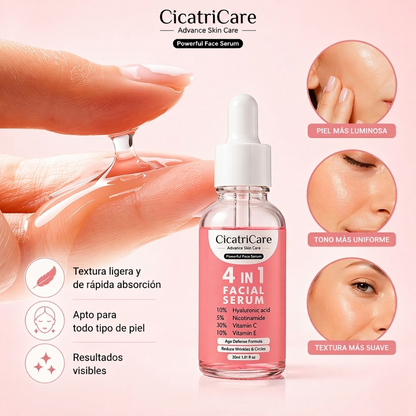 Serum Facial 4 en 1 Hidratación, Luminosidad y Piel Uniforme